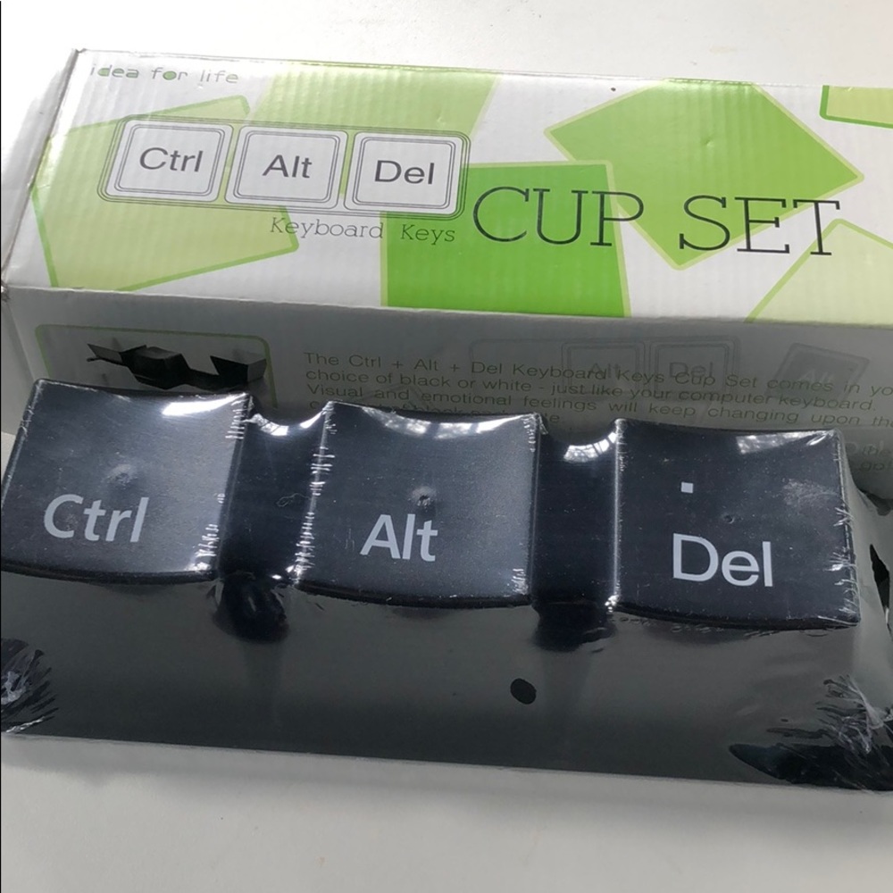 Keyboard keys cup set Ctrl, Alt, Del